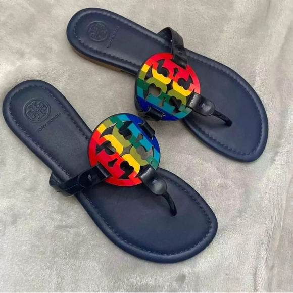 Tory Burch miller rainbow stripe sandals - Picture 4 of 11